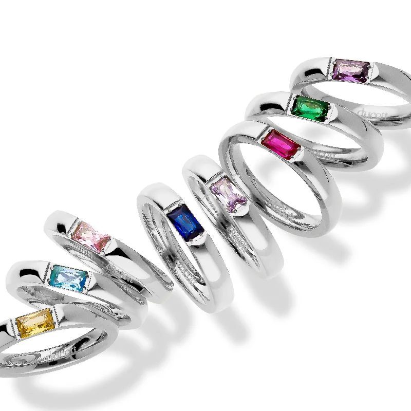 personalized wedding rings -Birthstone ring silver