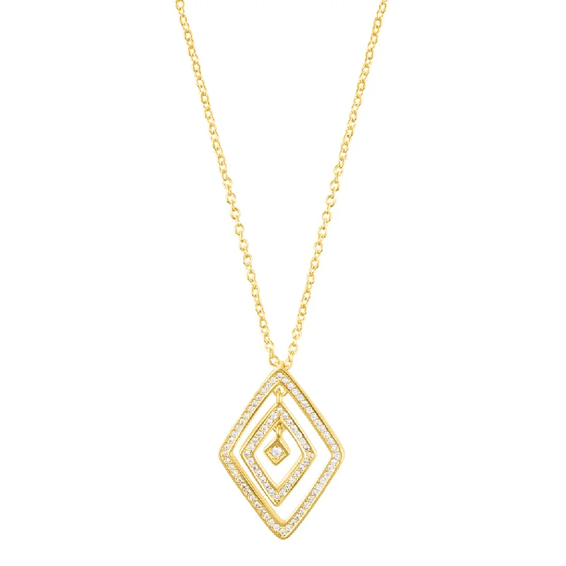 chunky necklaces for women -Adjustable CZ Concentric Diamond Necklace