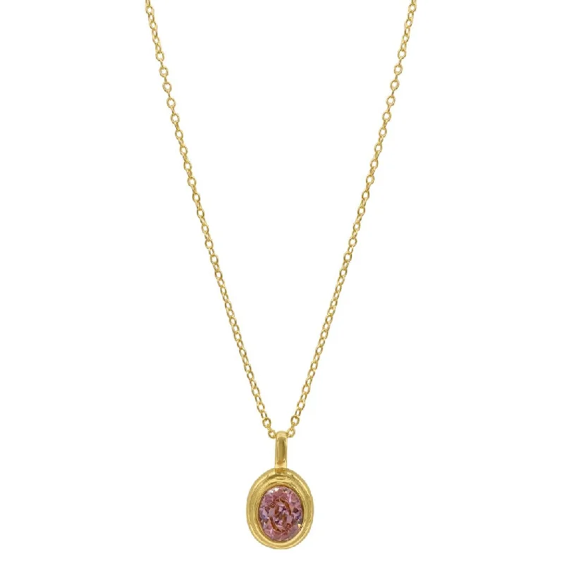 luxurious necklaces for women -Tarnish Resistant 14k Gold Plated Pink Stone Necklace