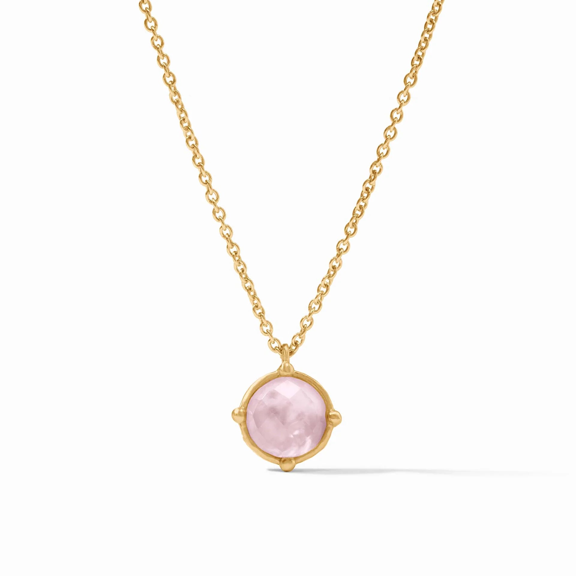 classic pearl necklaces for women -Julie Vos Honeybee Iridescent Rose Solitaire 24K Gold Plated Necklace