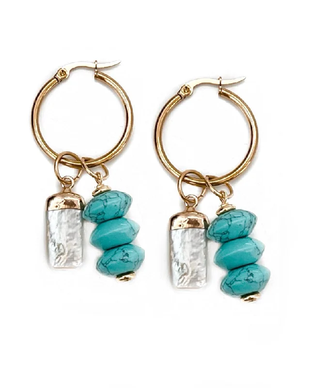 trendy statement earrings for women -Enita Charm Hoop Earrings