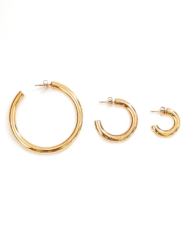 geometric earrings for women -Ethel Gold Hoop Earrings || Choose Size