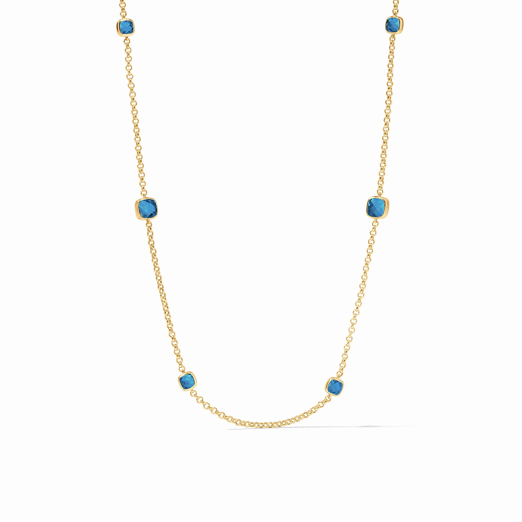 vintage necklaces for women -Julie Vos Aquitaine Capri Blue 24K Gold Plated 38" Station Necklace