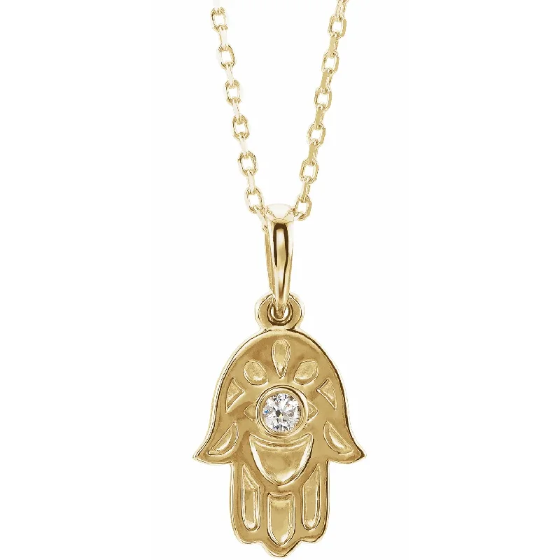 layered gemstone necklaces for women -14k Gold Hamsa Necklace with Diamond