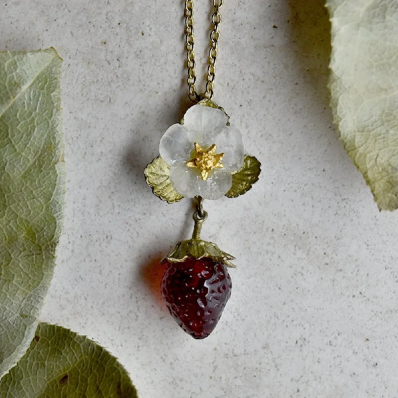 luxurious necklaces for women -Strawberry Fruit & Flower Necklace