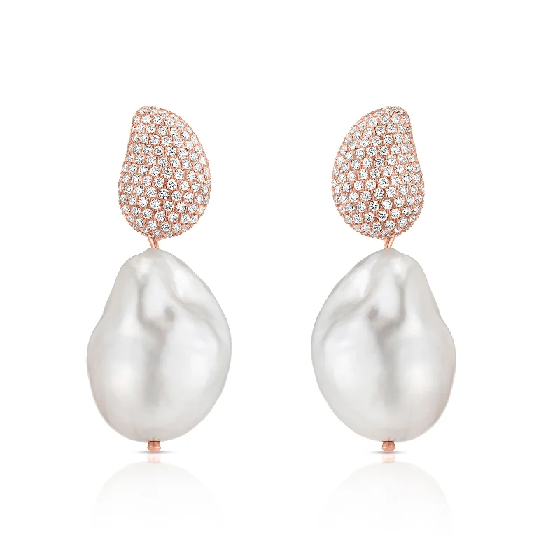 trendy statement earrings for women -Baroque Pearl Earrings