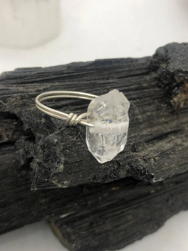 custom name rings -Herkimer Diamond on Sterling Silver Handmade bead ring by Infinite Treasures,LLC