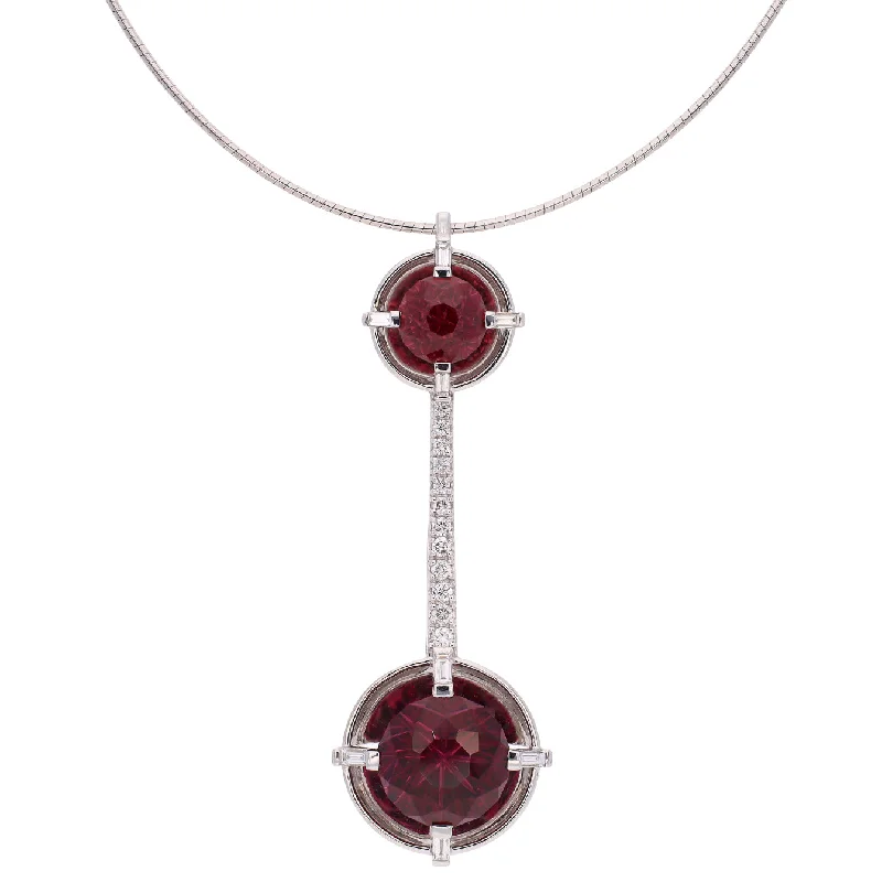 handmade necklaces for women -14K White Gold John Dyer Rhodolite Garnet and Diamond Custom Design Pendant Necklace