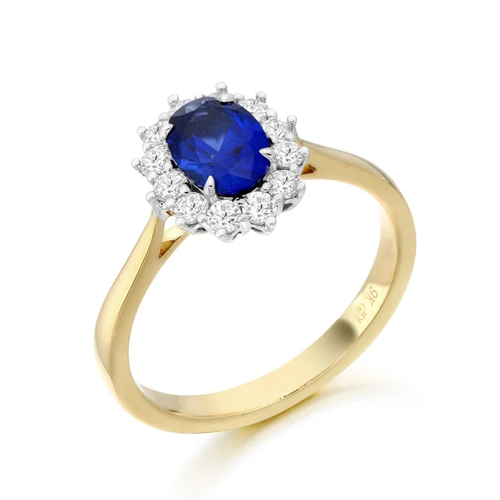 custom engagement rings -Lady Di Sapphire CZ Ring - 9ct Yellow Gold