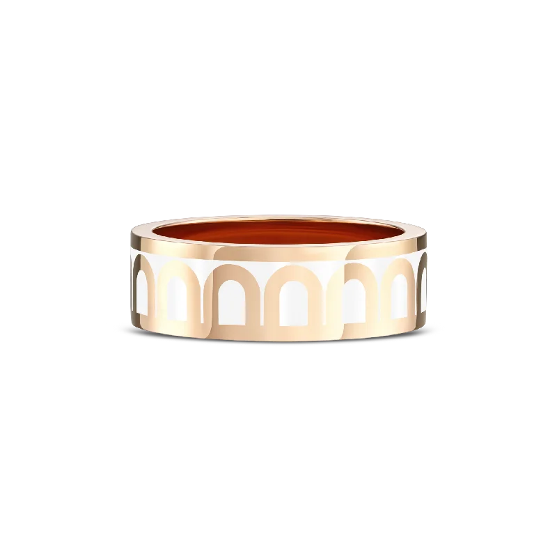 charm necklaces for women -L'Arc de DAVIDOR Ring MM, 18k Rose Gold with Neige Lacquered Ceramic