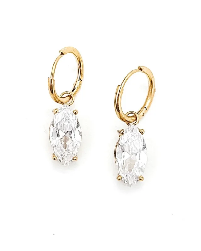 gold stud earrings for women -Erymon Diamond Drop Huggie Earrings || Choose Color