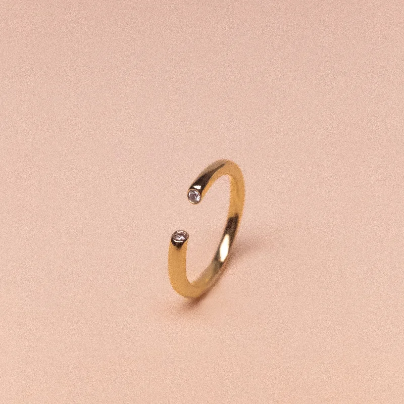 statement diamond rings -Tube Ring with Diamonds, Solid 14k Gold