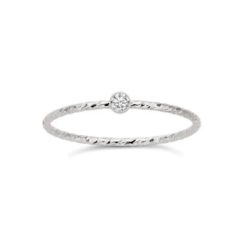 statement diamond rings -Mini Sparkle Bezel Ring Silver