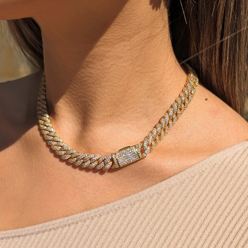 heart necklaces for women -Gold Diamond Cuban Link Necklace