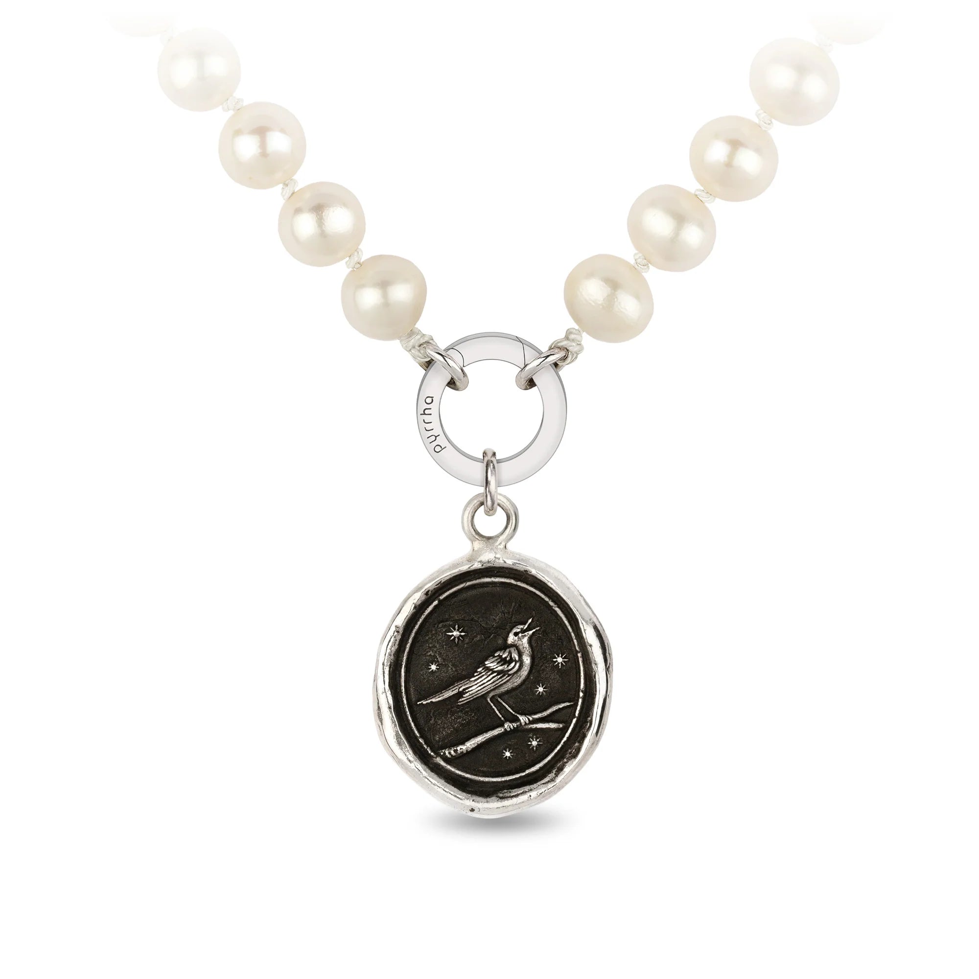 sapphire necklaces for women -Pyrrha Sterling Silver "Nightingale" Talisman Pendant Freshwater Pearl 18" Necklace