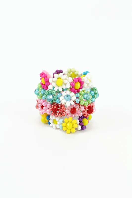 eternity bands for women -Flower Beaded Rings