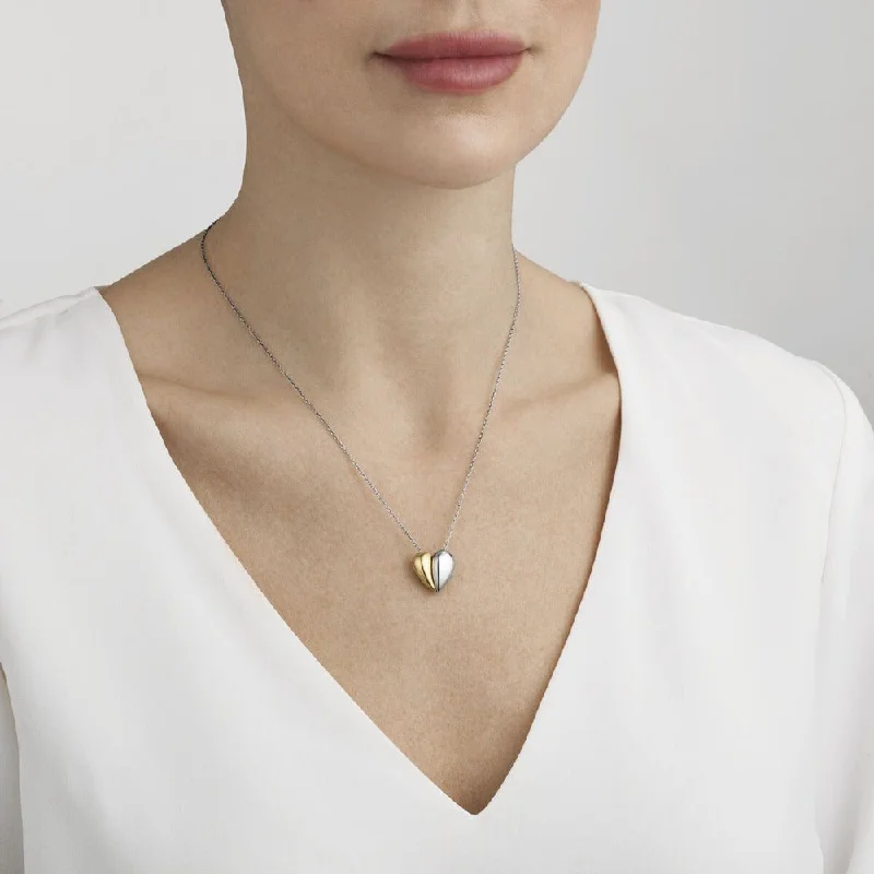 bold necklaces for women -Two Halves Hearts of Georg Jensen Necklace - 18K and Sterling Silver