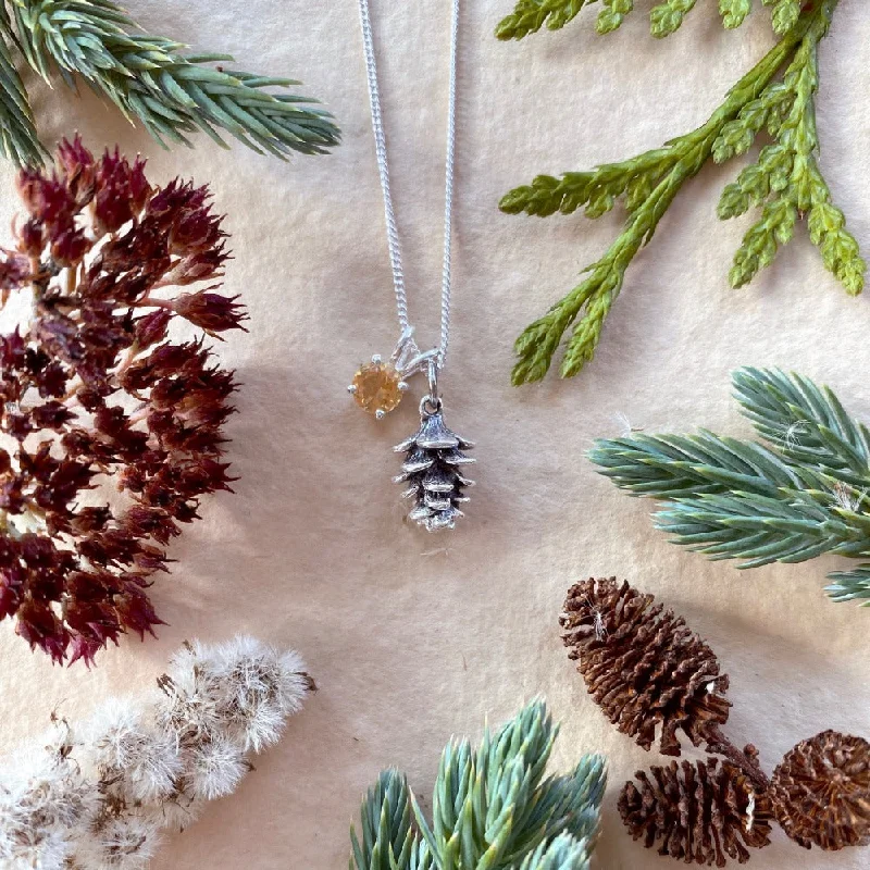 personalized gold necklaces for women -Tiny Pinecone Charm Necklace