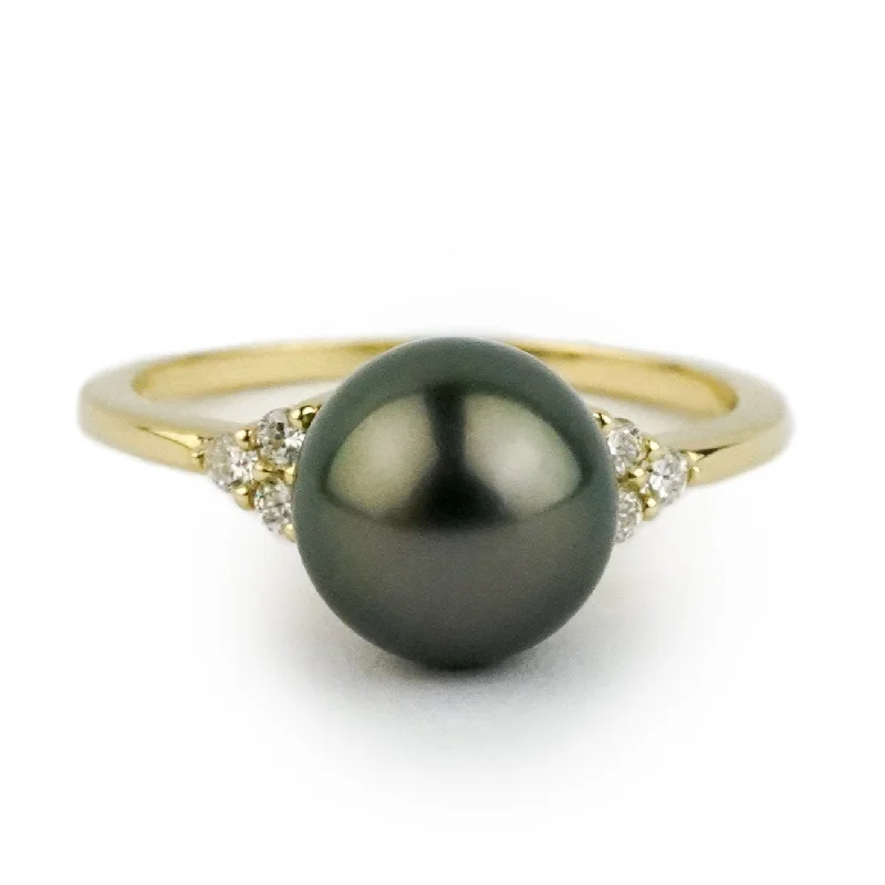 fashion rings for women -Tahitian Pearl & Diamond Toru Ring