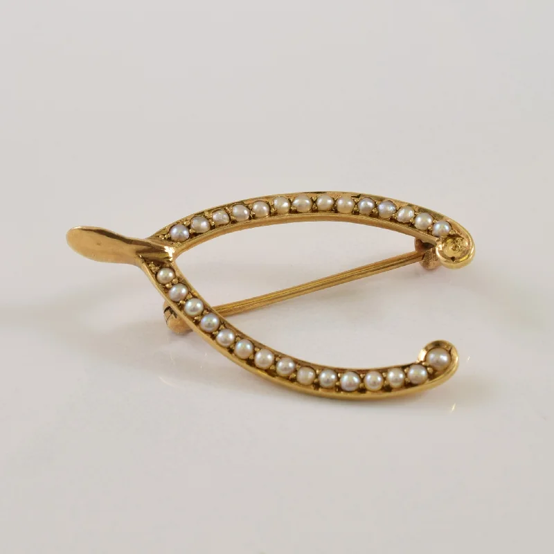 Wishbone Seed Pearl Brooch | 0.50ctw |