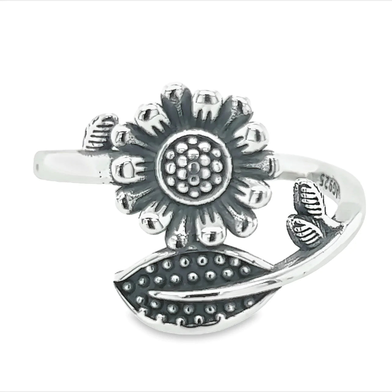 eternity diamond rings -Sunflower with leaf ring