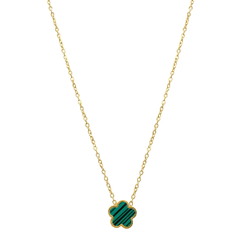 stunning necklaces for women -Tarnish Resistant 14k Gold Plated Green Clover Necklace