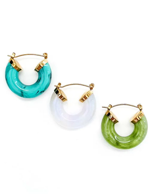 pearl drop earrings for women -Ellbelle Chunky Acrylic Earring Hoops || Choose Color