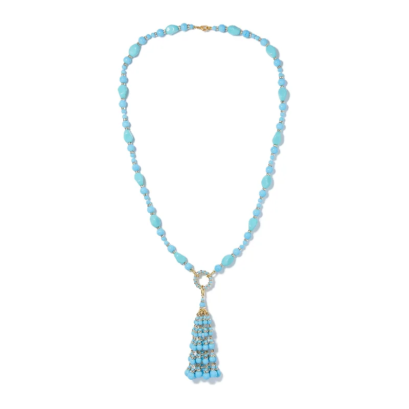 long chain necklaces for women -Turquoise Tassel Necklace