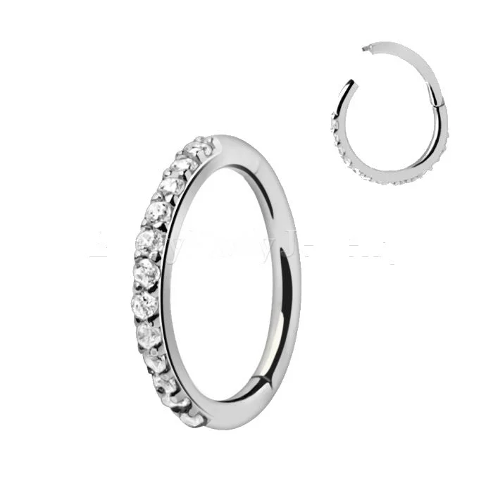 diamond wedding bands -316L Stainless Steel Multi-Jeweled Seamless Clicker Ring