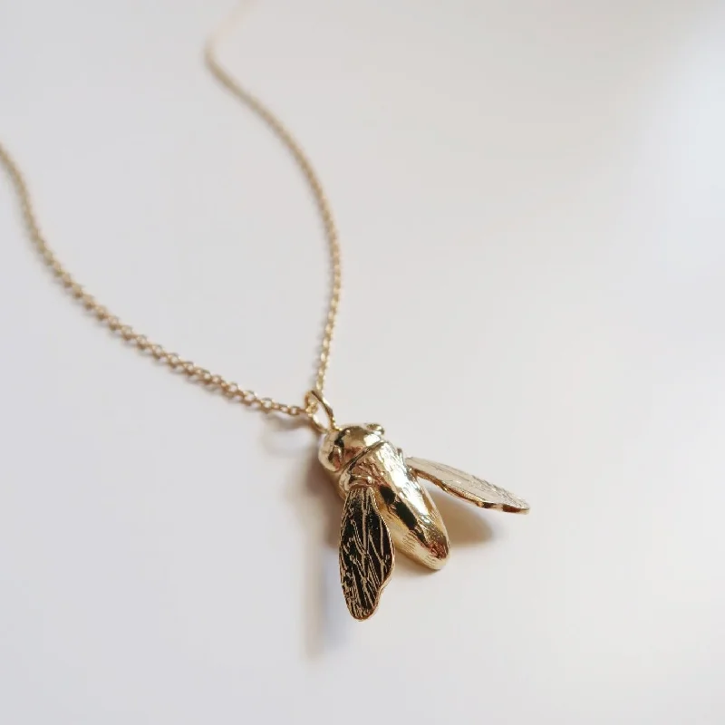 layered gold necklaces for women -Sculptural Bee Necklace