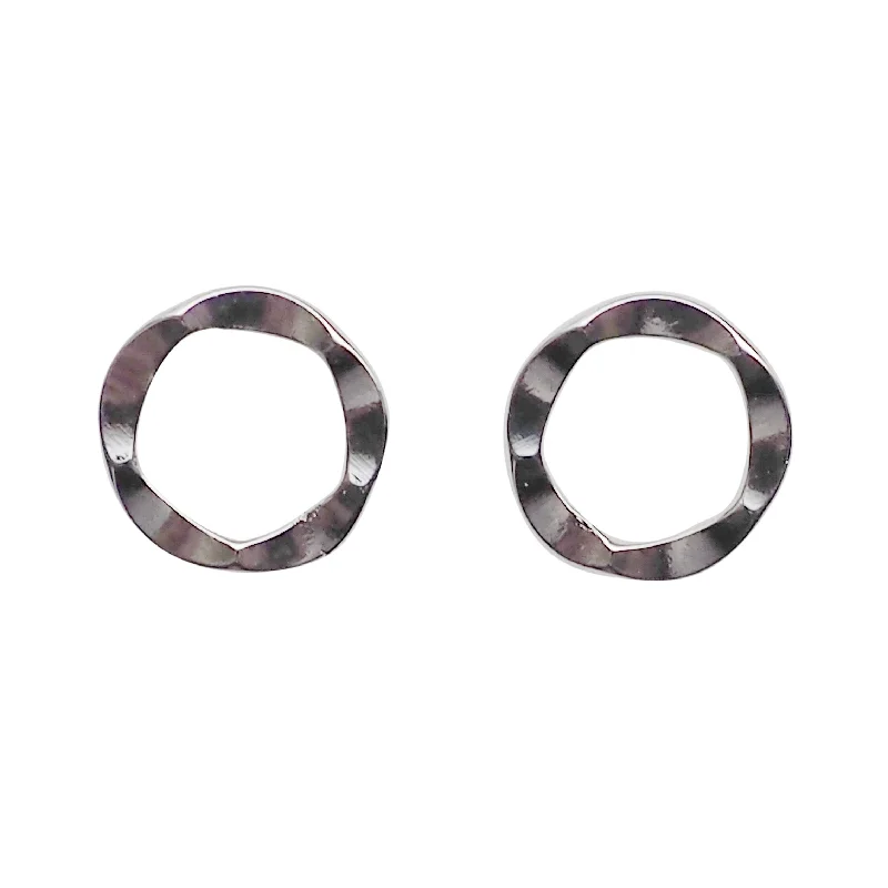 modern earrings for women -Flower Circle Hoop Invisible clip on stud earrings ( Silver tone )