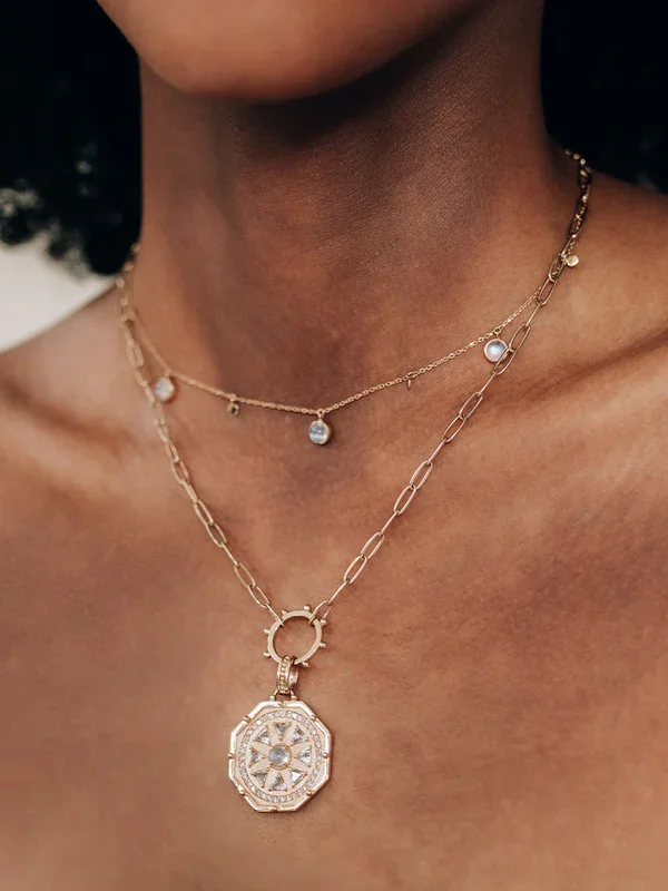 gold necklaces for women -Cléo Moonstone Charm Necklace