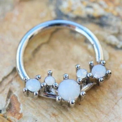 wedding sets with rings -316L Stainless Steel Multi-Synthetic Opal Seamless Ring / Septum Ring