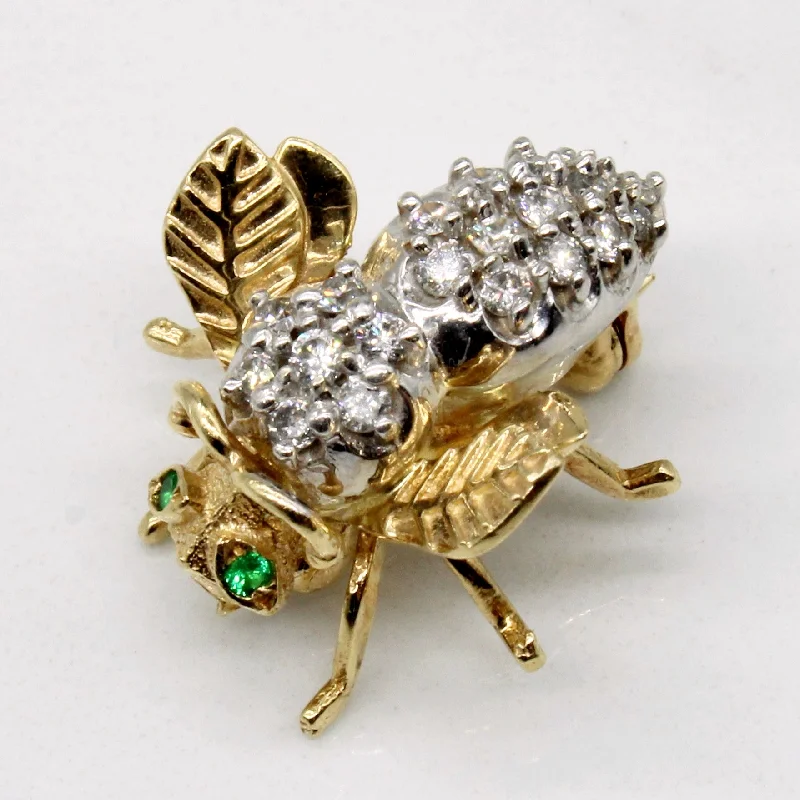 Diamond & Emerald Bee Brooch | 0.30ctw, 0.02ctw |