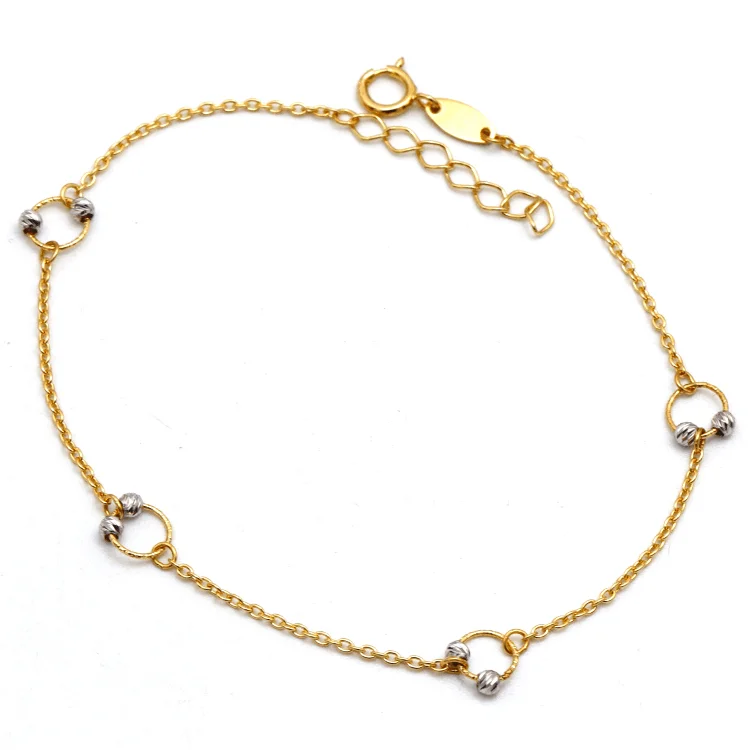 thin wedding bands for women -Real Gold 2 Color Ball Ring Adjustable Size Anklet 3130 A1332