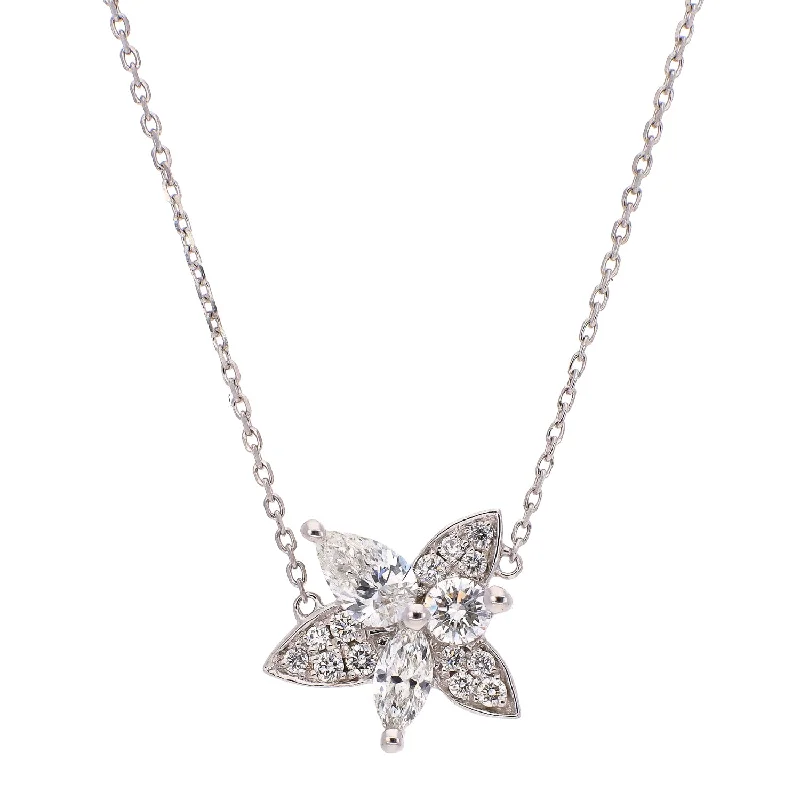 dainty silver necklaces for women -Noam Carver Fine Jewelry 14K White Gold Diamond Station Necklace