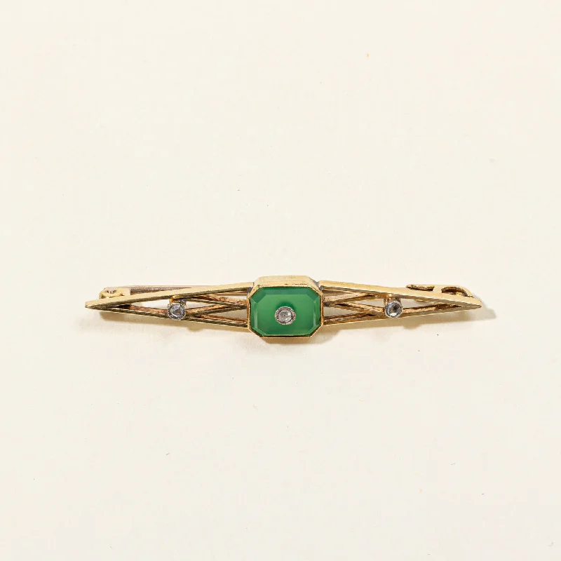 Chrysoprase & Diamond Brooch | 0.50ct, 0.05ctw |