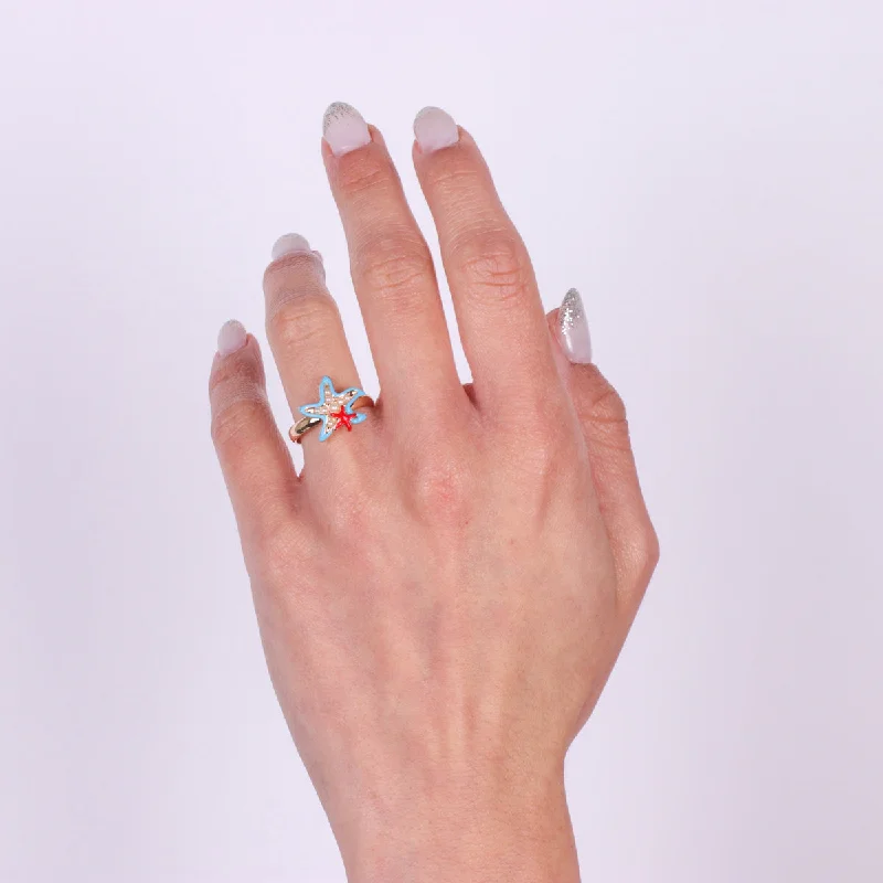 opal rings for women -Ring with Colored Starfish