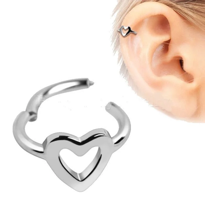 vintage diamond rings -316L Stainless Steel Heart Seamless Clicker Ring - Heart Cartilage Piercing