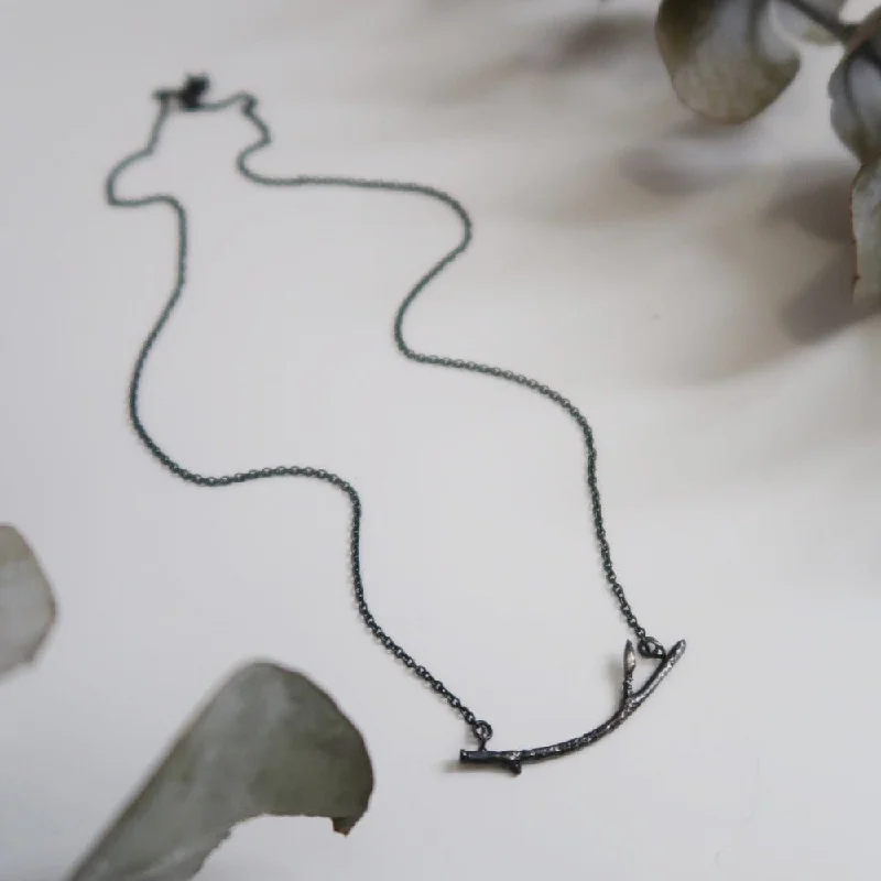 bridal necklaces for women -Oxidized Branch Bar Necklace