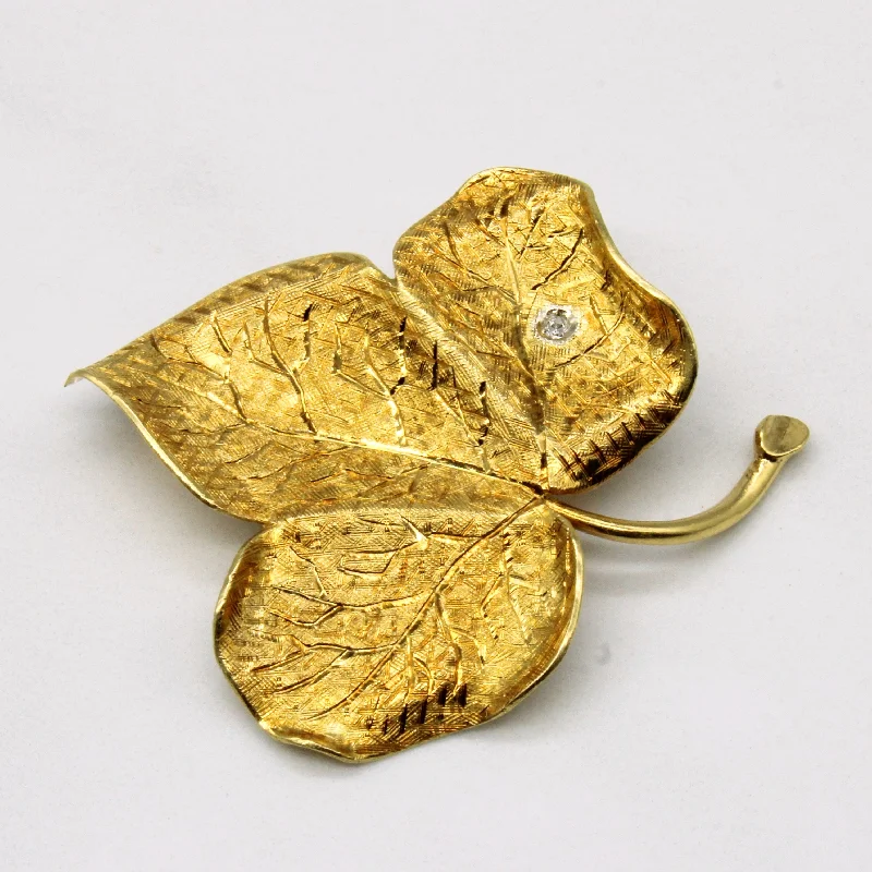 Diamond Maple Leaf Brooch | 0.01ct |