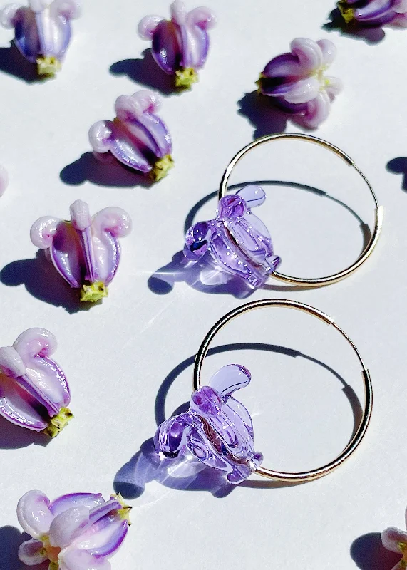 crystal earrings for women -Crown Flower Hoop Earrings