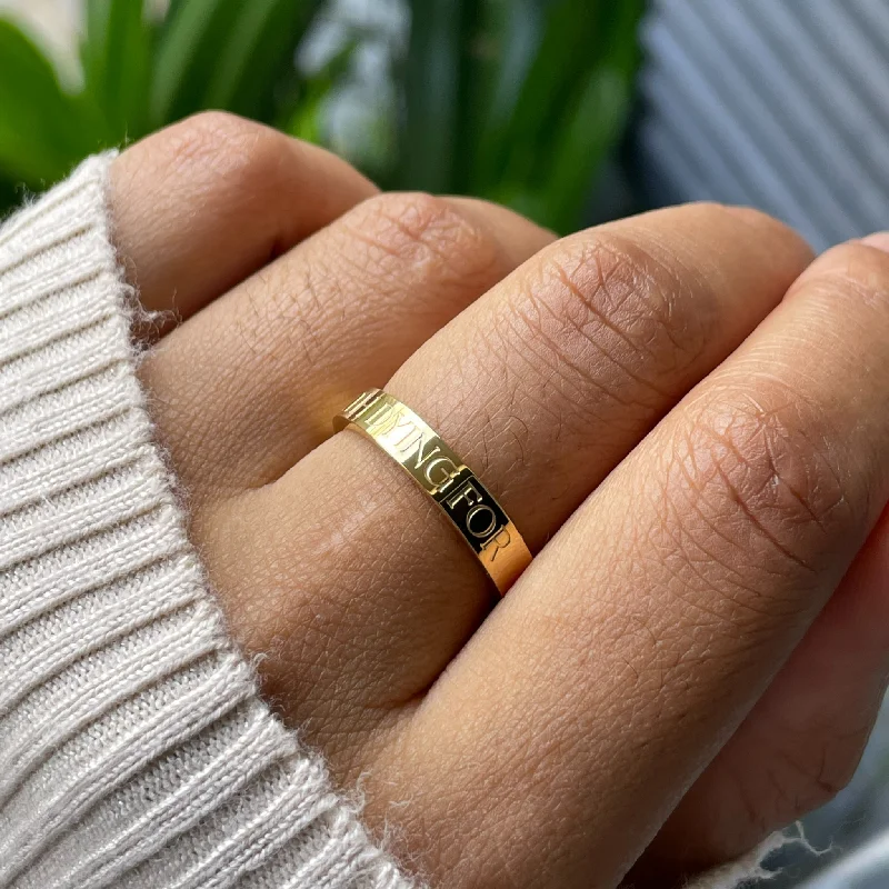 luxury gemstone rings -'Worth Dying for' Mini affirmation ring (Size 9)