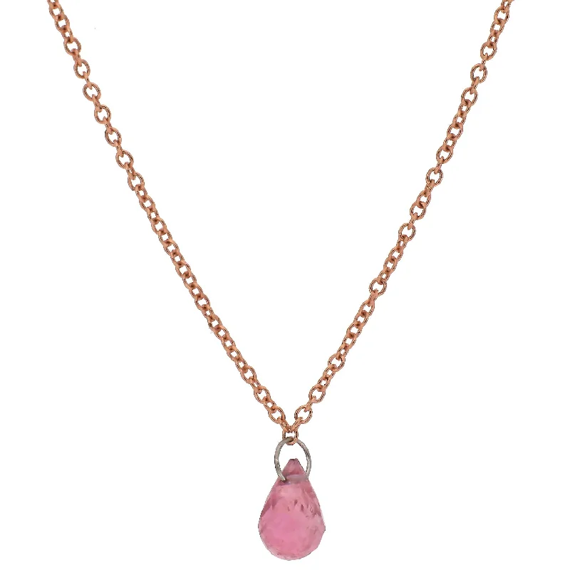 bohemian style necklaces for women -14K Rose Gold and Pink Tourmaline Necklace