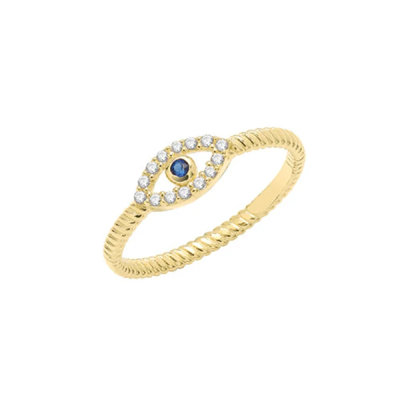 diamond rings for women -Evil Eye Ring - 9ct Yellow Gold