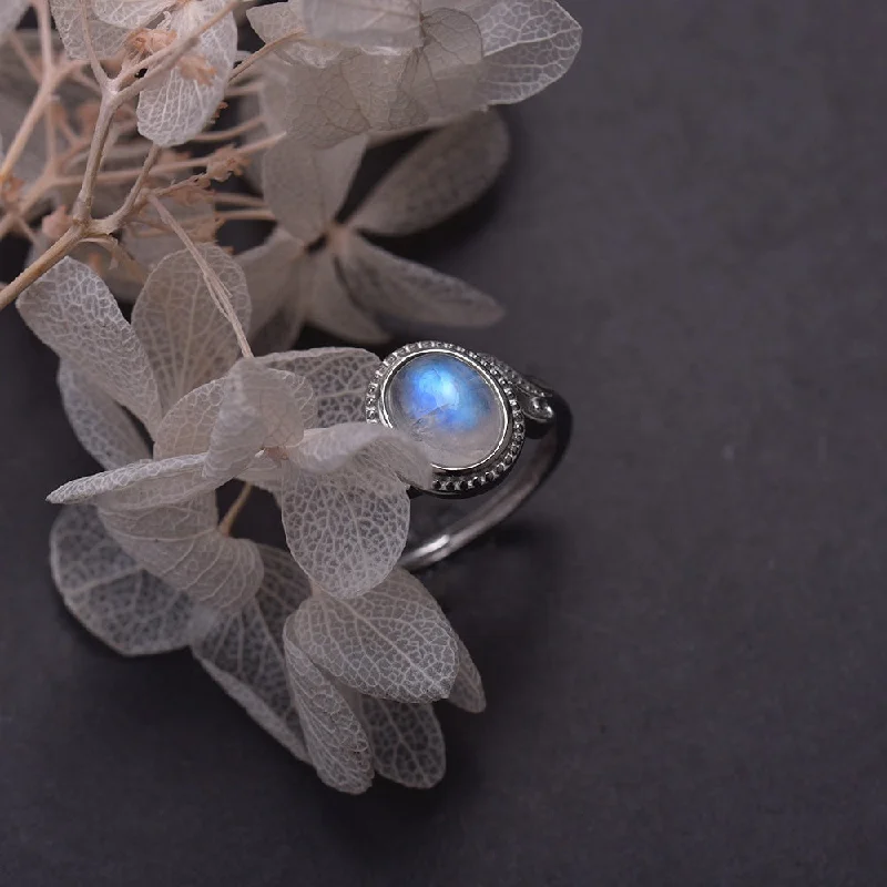 custom name rings -Retro Vibes Moonstone Ring