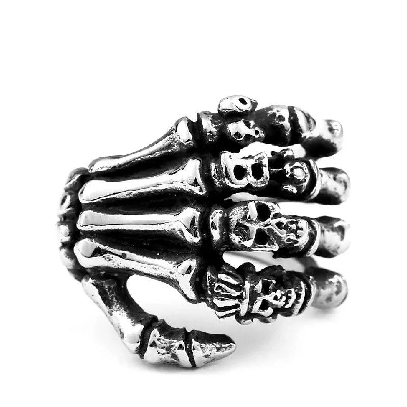 eternity rings for couples -Stainless Steel Skull Hand Ring