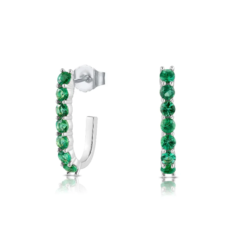 multi-colored earrings for women -Green Emerald Sparkler Pin Earrings