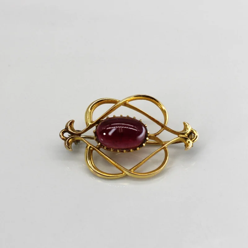 Garnet Cabochon 15k Brooch | 4.0ctw |