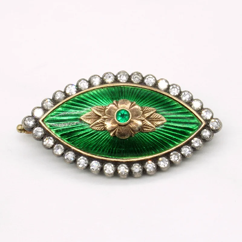 Diamond & Emerald Brooch | 1.05ctw, 0.09ct |